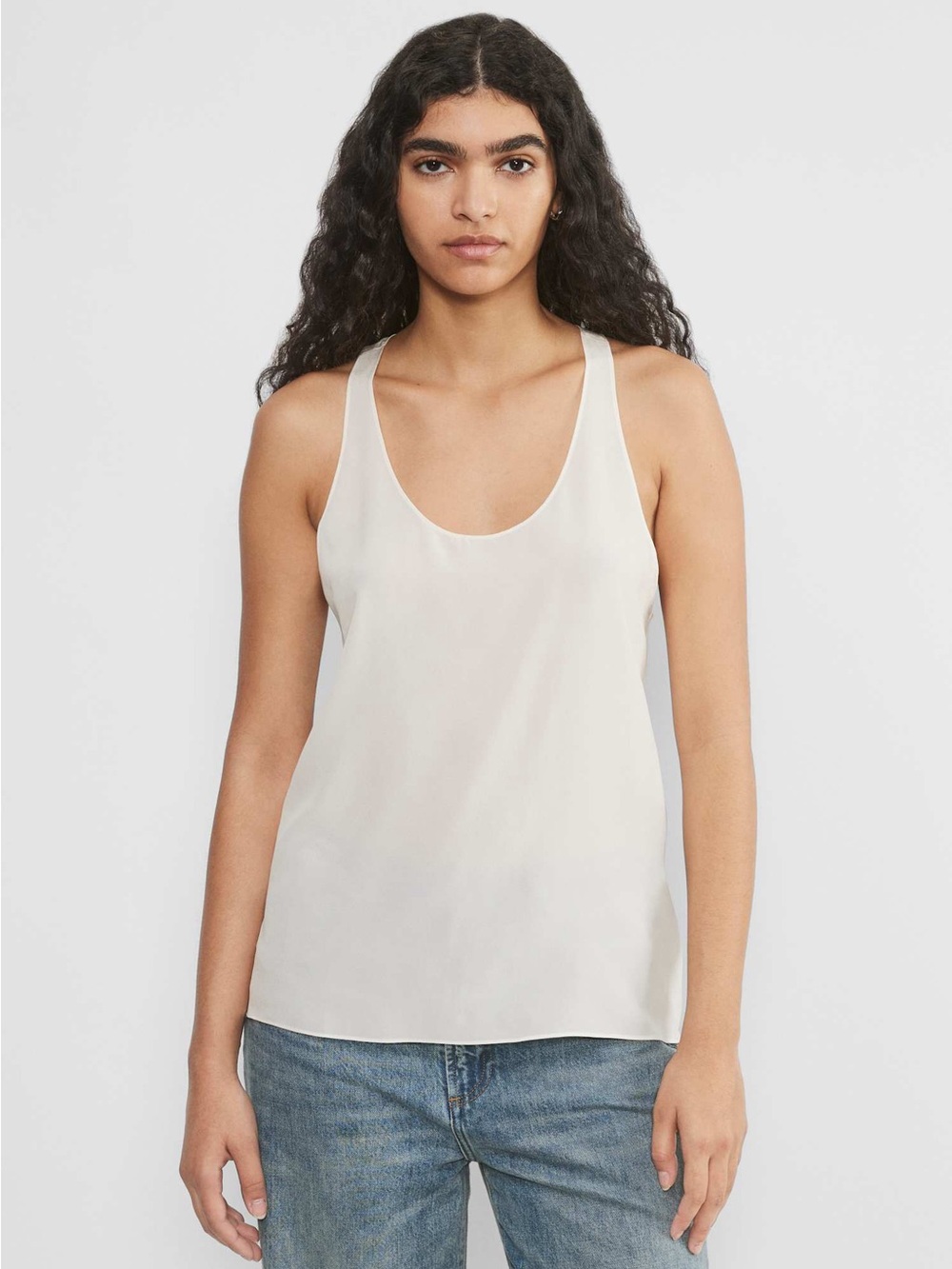 Wilfred Pale Blue Racerback Pocket Tank 100% SILK